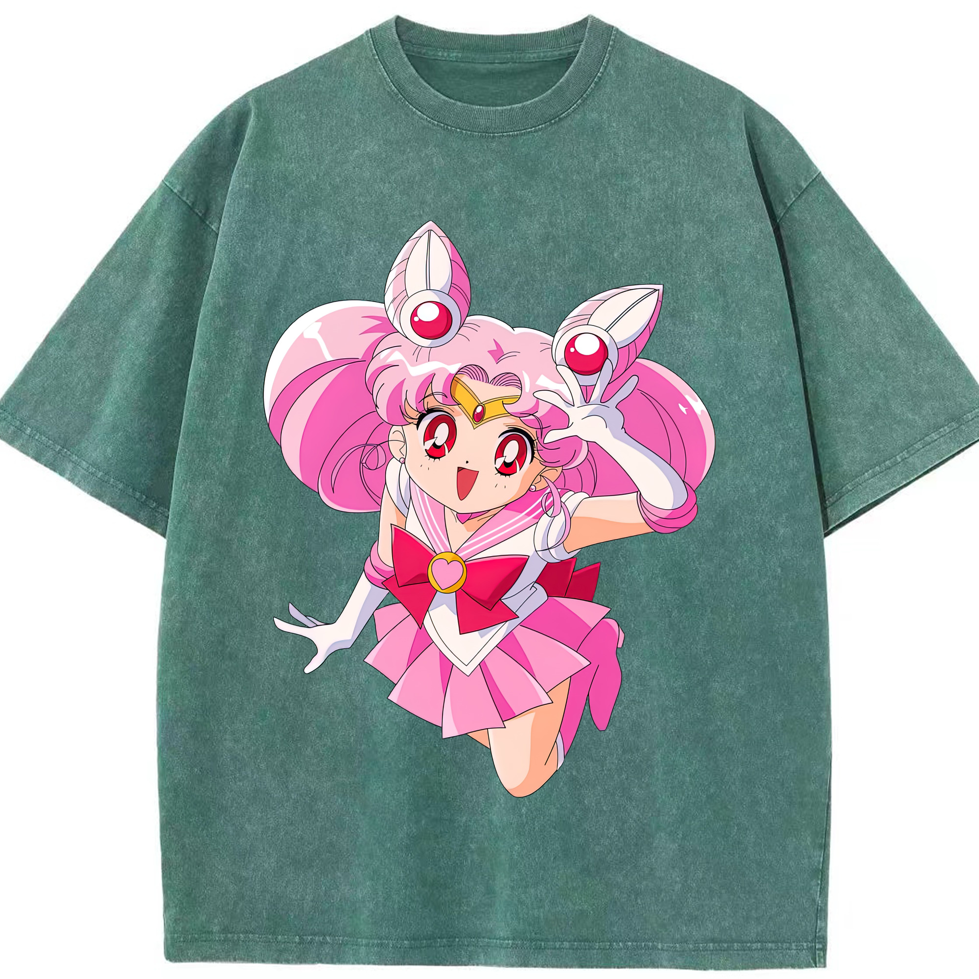 （画像用） 美少女戦士セーラームーン ちびうさ Sailor Moon Chibiusa Tsukino Usagi Small Lady Serenity 綿100% ヴィンテージ風 半袖Tシャツ（フロントプリント）